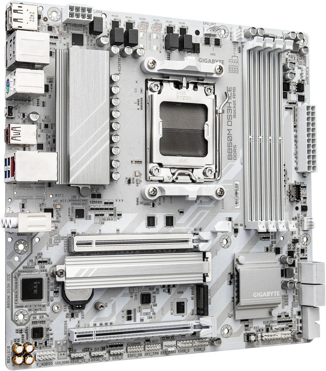 GIGABYTE B850M DS3H ICE AM5 M-ATX Motherboard, White | B850M-DS3H-ICE | Part No. A5526