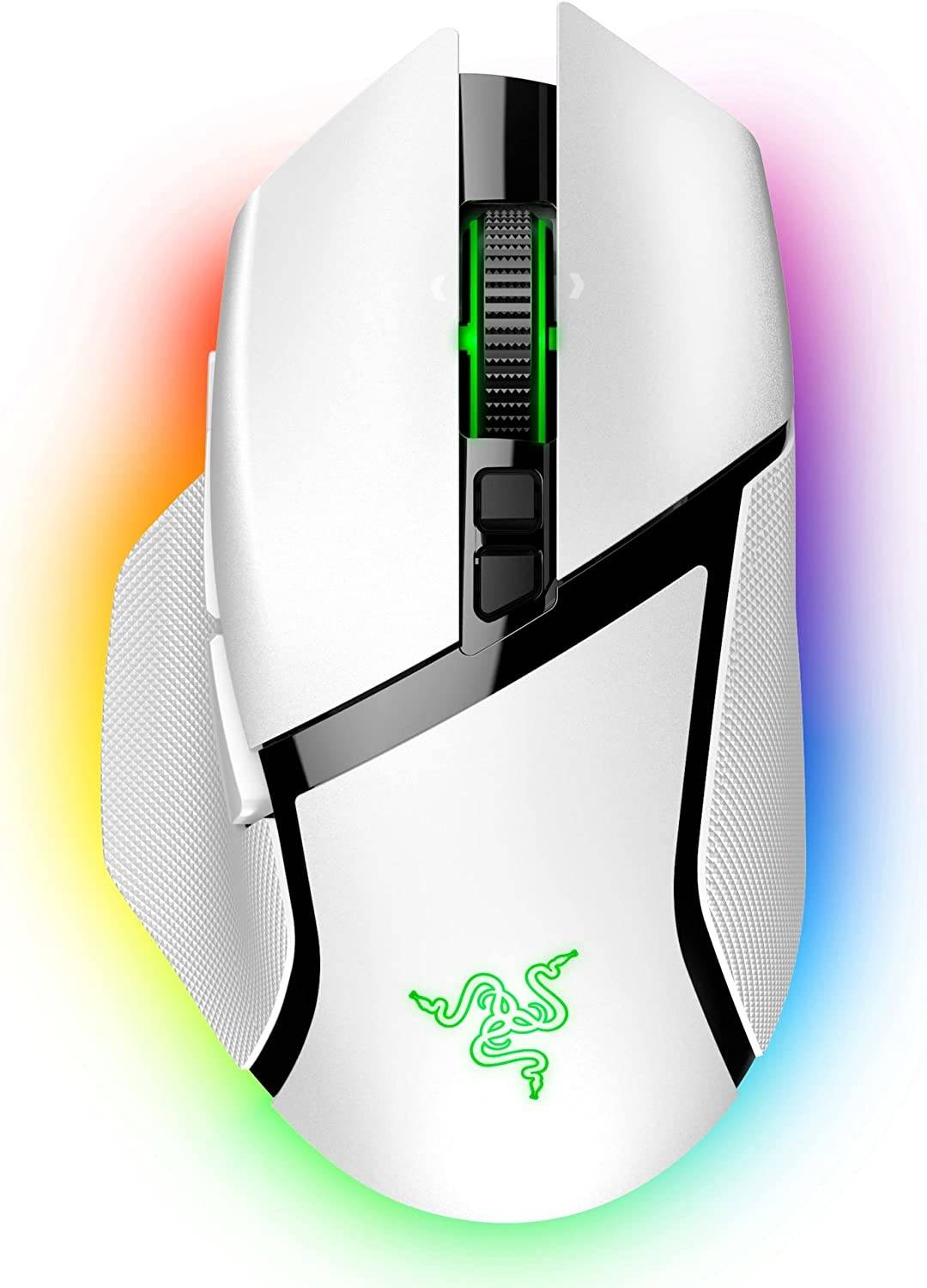 Razer Basilisk V3 Pro USB Wireless Optical Gaming Mouse, 30K DPI Optical Sensor, Chroma RGB Lighting, White | RZ01-04620200-R3G1