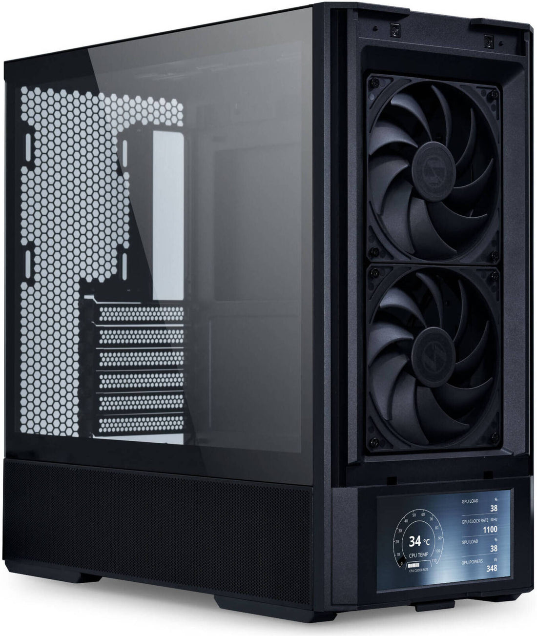 Lian-Li Lancool 207 Digital Gaming Case, Black, 6" 700 x 1600 60Hz Display, Pre-Installed 2x 140mm & 2x 120mm Fans, Up to 360mm Radiator & 8x Fan Support, Steel / 4.0mm Tempered Glass | LAN207DX