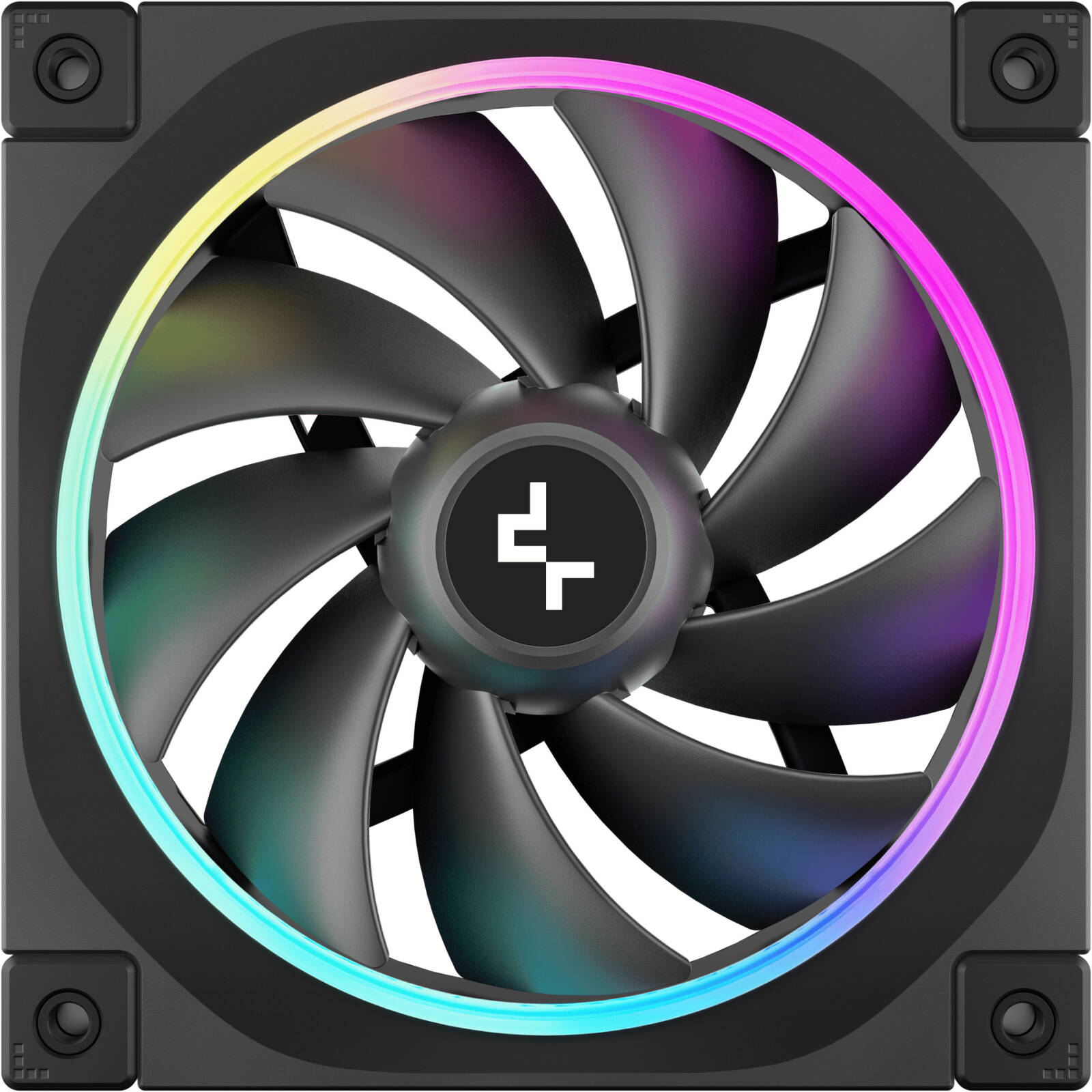 DeepCool FL12 120mm Pack of 3 Chassis Fans, BLACK, 2150 RPM Fan Speed, 55 CFM Fan Airflow, Fluid Dynamic Bearing Type, 4-Pin PWM Fan Connector, Addressable RGB LED | R-FL12-BKAPN3-G