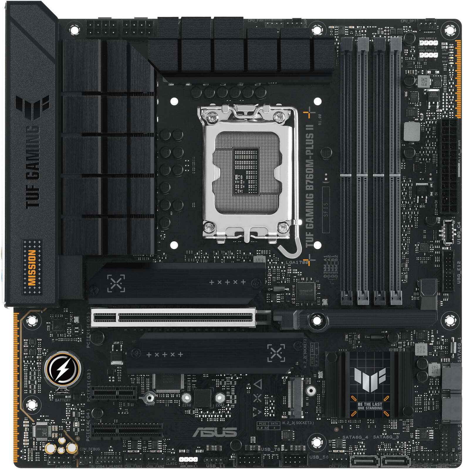 Asus TUF Gaming B760M-Plus II Micro ATX Gaming Motherboard LGA 1700, 4x DIMM DDR5 Slots, 192GB Max Memory, 3x M 2 Slots, 1x PCIe 5 0 x16 Slot, Realtek 2 5Gb Ethernet | 90MB1HD0-M0EAY0