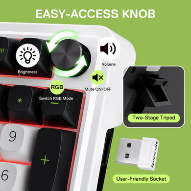 Redragon Eisa Max Wireless Gaming Hot-Swappable RGB Mechanical Keyboard 3 Modes 98 Keys, White