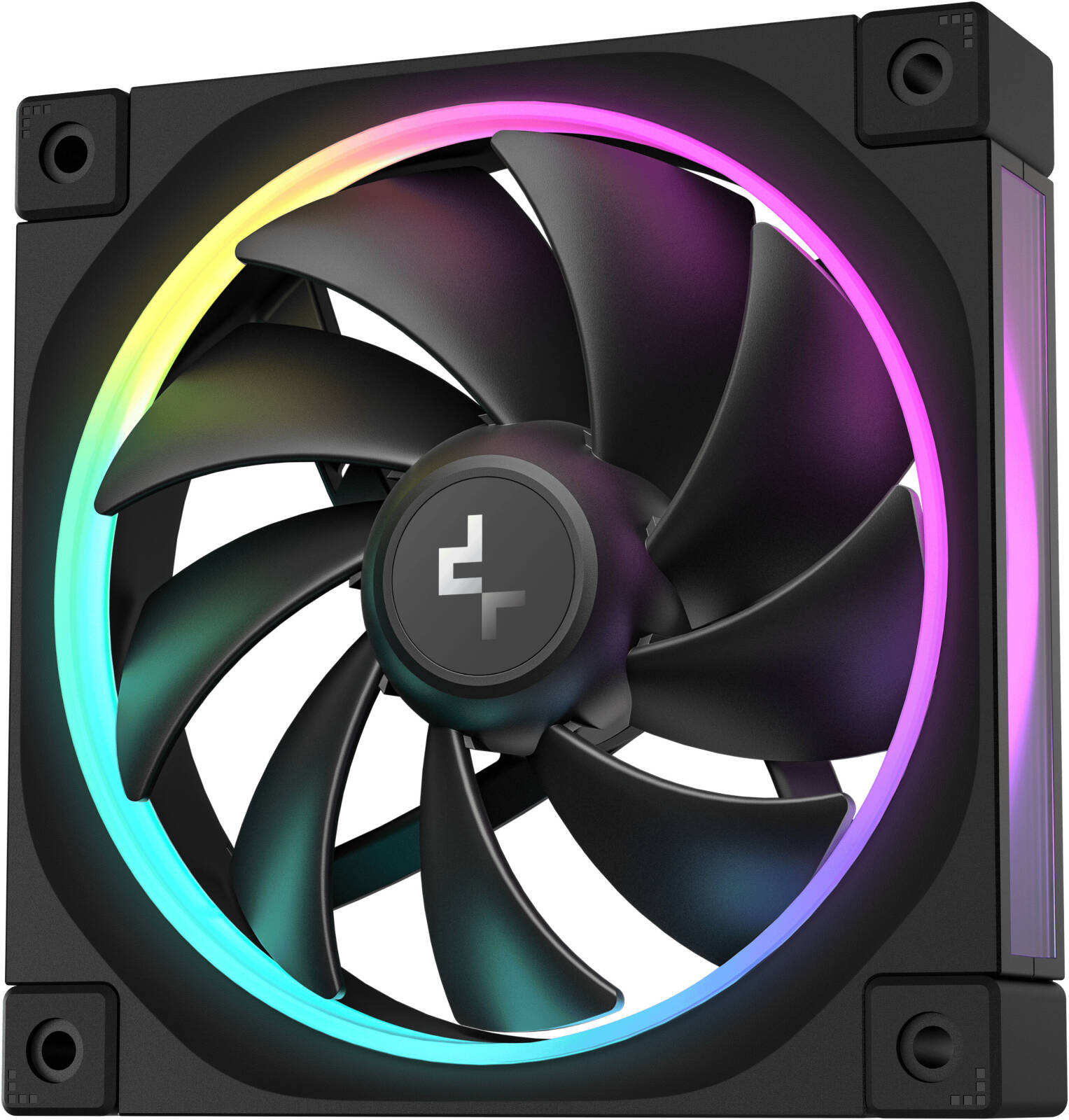 DeepCool FL12 120mm Single Chassis Fan, BLACK, 2150 RPM Fan Speed, 55 CFM Fan Airflow, Fluid Dynamic Bearing Type, 4-Pin PWM Fan Connector, Addressable RGB LED