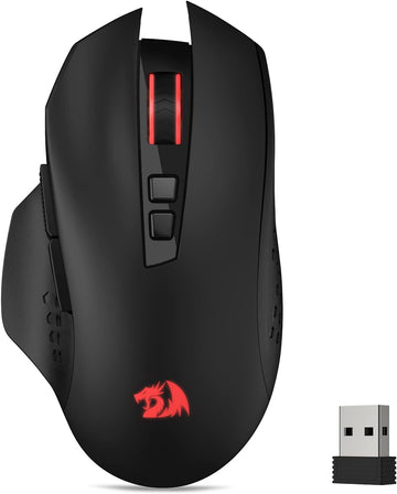 Redragon Gainer Wireless Gaming Mouse, 4000 DPI 2.4Ghz Wireless Gamer Mouse w/ 5 DPI Levels, 7 Macro Buttons, Red LED Backlit & Pro Software/Drive Supported, for PC/Mac/Laptop | M656