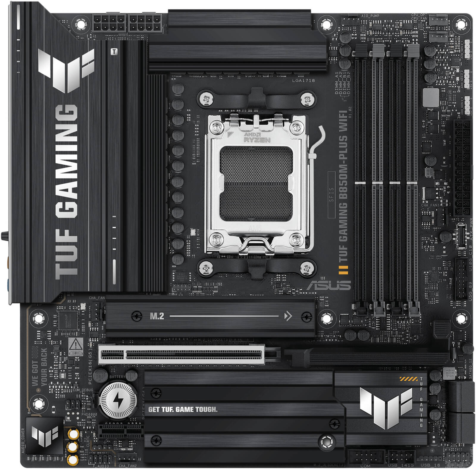 ASUS TUF GAMING B850M-PLUS WIFI AM5 Socket, DDR5 Gaming WIFI Motherboard, 4 x DIMM Slots, 192GB Max Memory | 90MB1IY0-M0EAY0