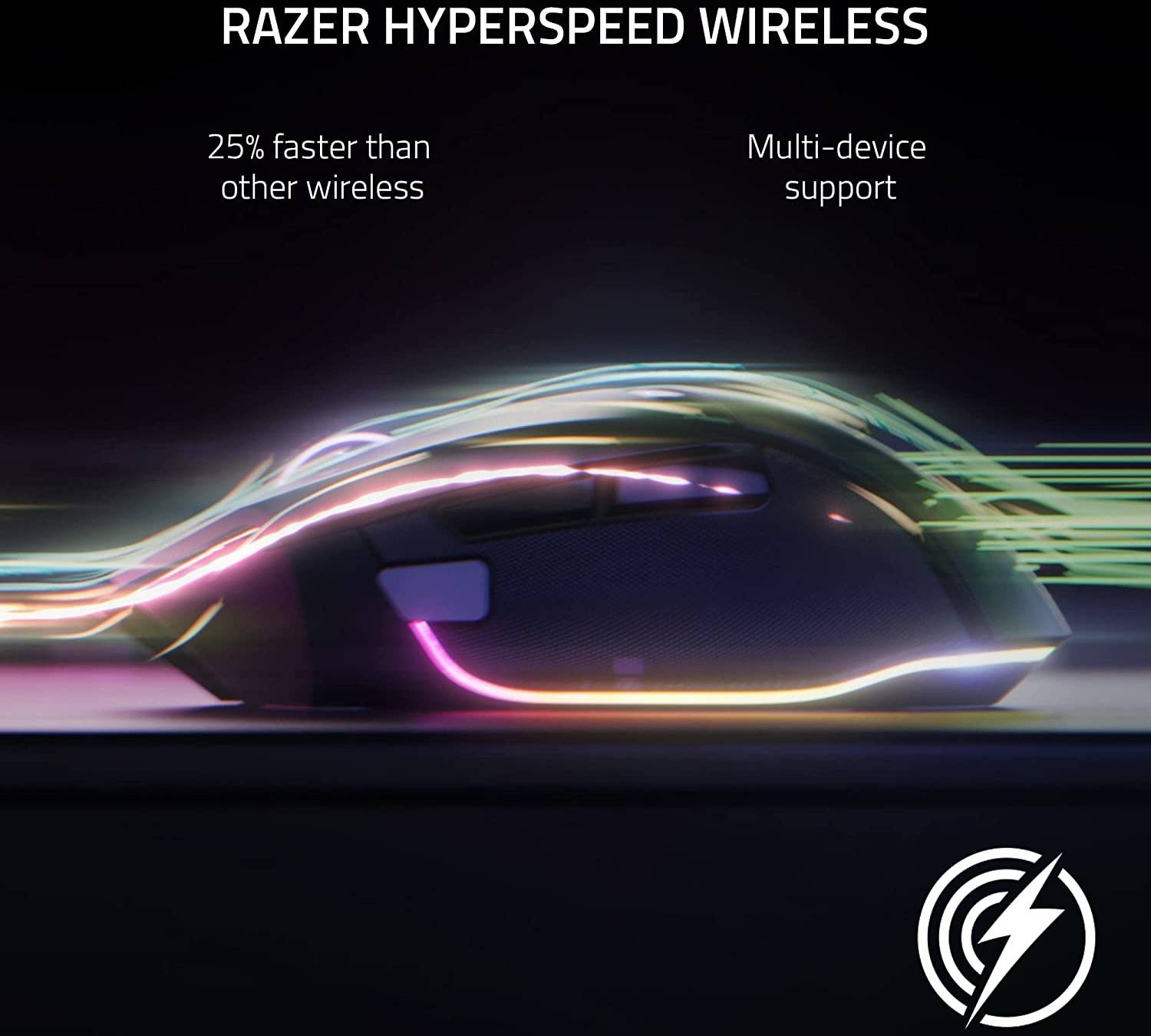 ماوس الألعاب البصري اللاسلكي Razer Basilisk V3 Pro USB، مستشعر بصري بدقة 30 ألف نقطة في البوصة، إضاءة كروما RGB، أبيض | RZ01-04620200-R3G1