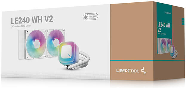DeepCool LE240 WH V2 240MM AIO ARGB Liquid Cooler, White, 2100 RPM Fan Speed, 75.89 CFM Fan Airflow, Hydro Bearing Type, Anti-Leak Technology | R-LE240-WHAMMN-G-2