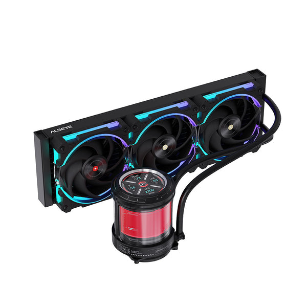 Alseye W360-V 360MM ARGB TFT Screen AIO Liquid CPU Cooler, 3200RPM, 350W TDP | Black
