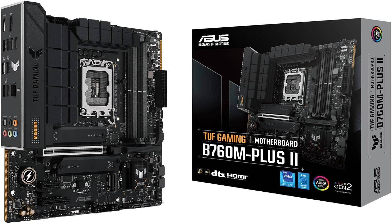 Asus TUF Gaming B760M-Plus II Micro ATX Gaming Motherboard LGA 1700, 4x DIMM DDR5 Slots, 192GB Max Memory, 3x M 2 Slots, 1x PCIe 5 0 x16 Slot, Realtek 2 5Gb Ethernet | 90MB1HD0-M0EAY0