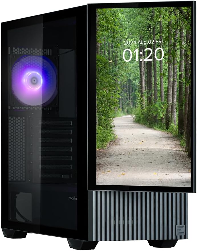 Zalman Z10 DS ATX Mid Tower Gaming Chassis with Display 15.6 Inches, Black | Z10-DS-Black