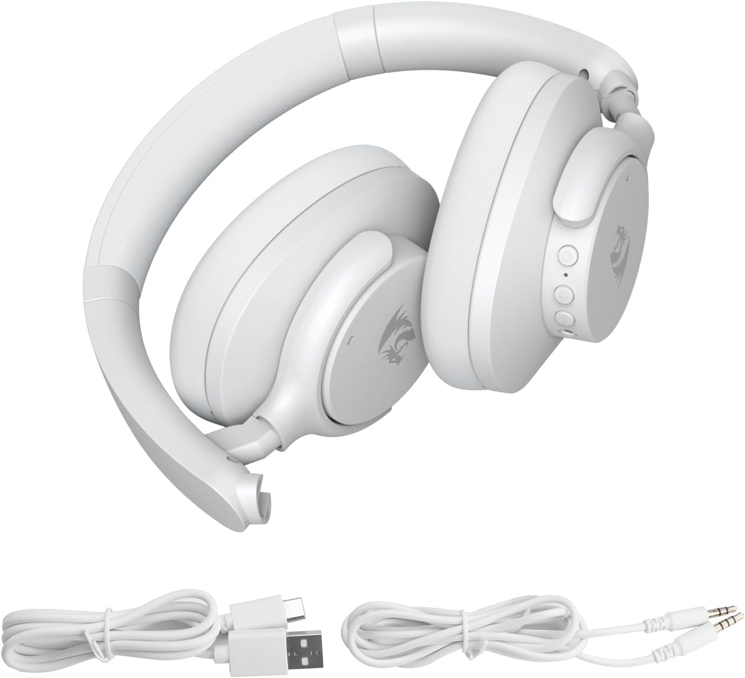 Redragon H610 VibeCore White Wireless Gaming Headset for PC, Mac, NS, Phone - BT 5.3 with Active Noise Cancellation, 40H Battery, Lightweight, Over-Ear Headphones with Built-in Mic, White