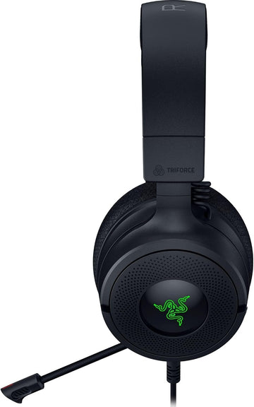 Razer Kraken V4 X Wired Gaming Headphones, Black, 40mm Razer TriForce Driver, Retractable Razer HyperClear, Unidirectional Pick-Up Pattern, Leatherette Cushions