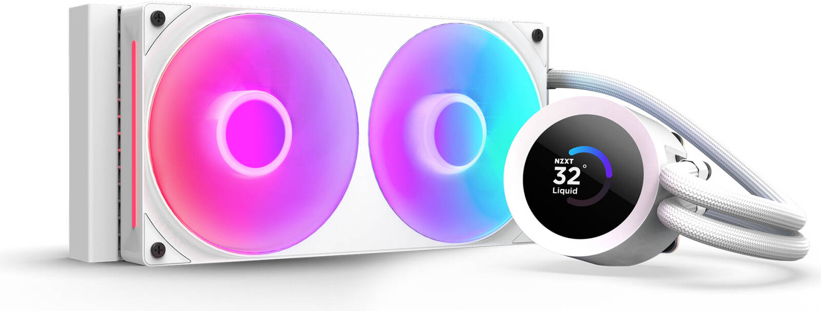 NZXT Kraken Plus 240 RGB Liquid CPU Cooler, 1.54" Transmissive TFT, 262K Color Panel, 240mm Radiator, F240 Fans, 2400 RPM Fan Speed, 75.05 CFM Fan Airflow, White | RL-KR240-W2
