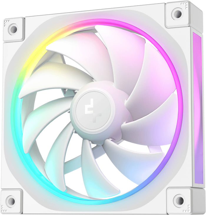 DeepCool FL12 WH 120mm Single Chassis Fan, WHITE, 2150 RPM Fan Speed, 55 CFM Fan Airflow, Fluid Dynamic Bearing Type, 4-Pin PWM Fan Connector, Addressable RGB LED