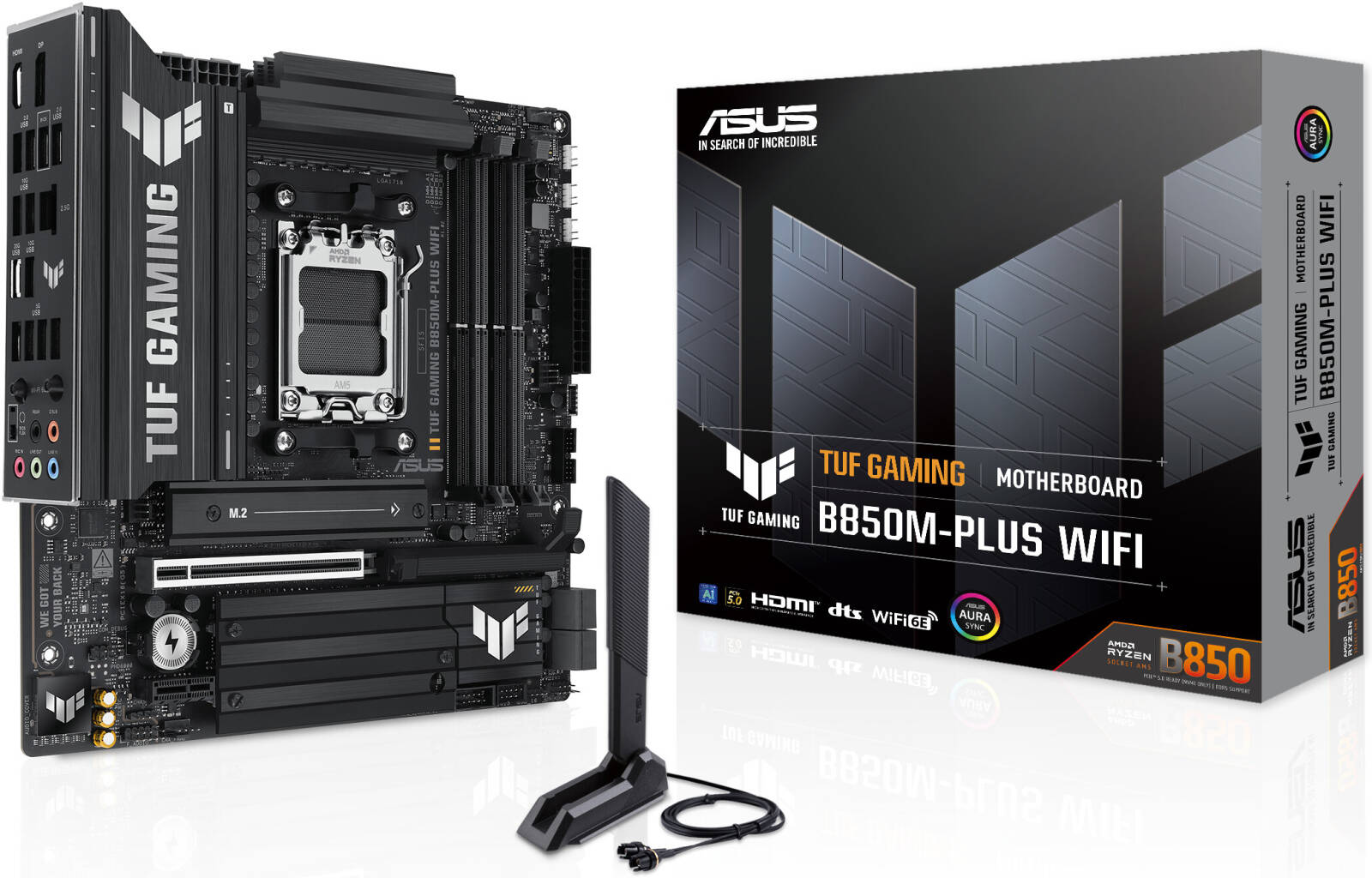 ASUS TUF GAMING B850M-PLUS WIFI AM5 Socket, DDR5 Gaming WIFI Motherboard, 4 x DIMM Slots, 192GB Max Memory | 90MB1IY0-M0EAY0