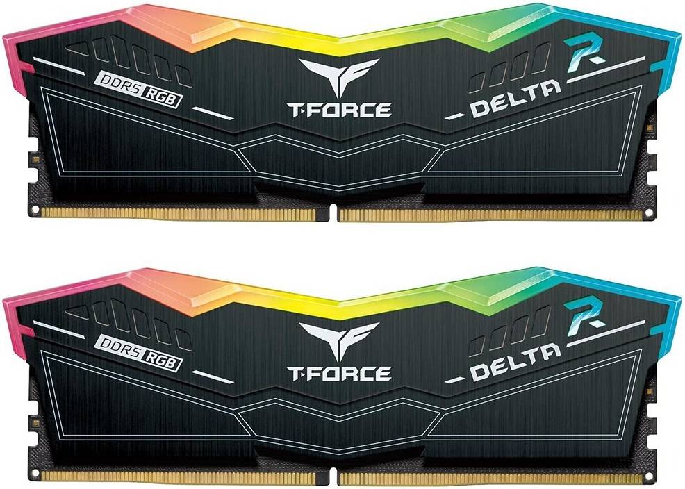 TeamGroup T-Force Delta RGB BLACK 64GB (2x32GB) DDR5 6000MHZ Desktop Memory, 288-Pin PC RAM, 38 CAS Latency, Intel XMP 3.0 Chipset, Black | FF3D564G6000HC38ADC01