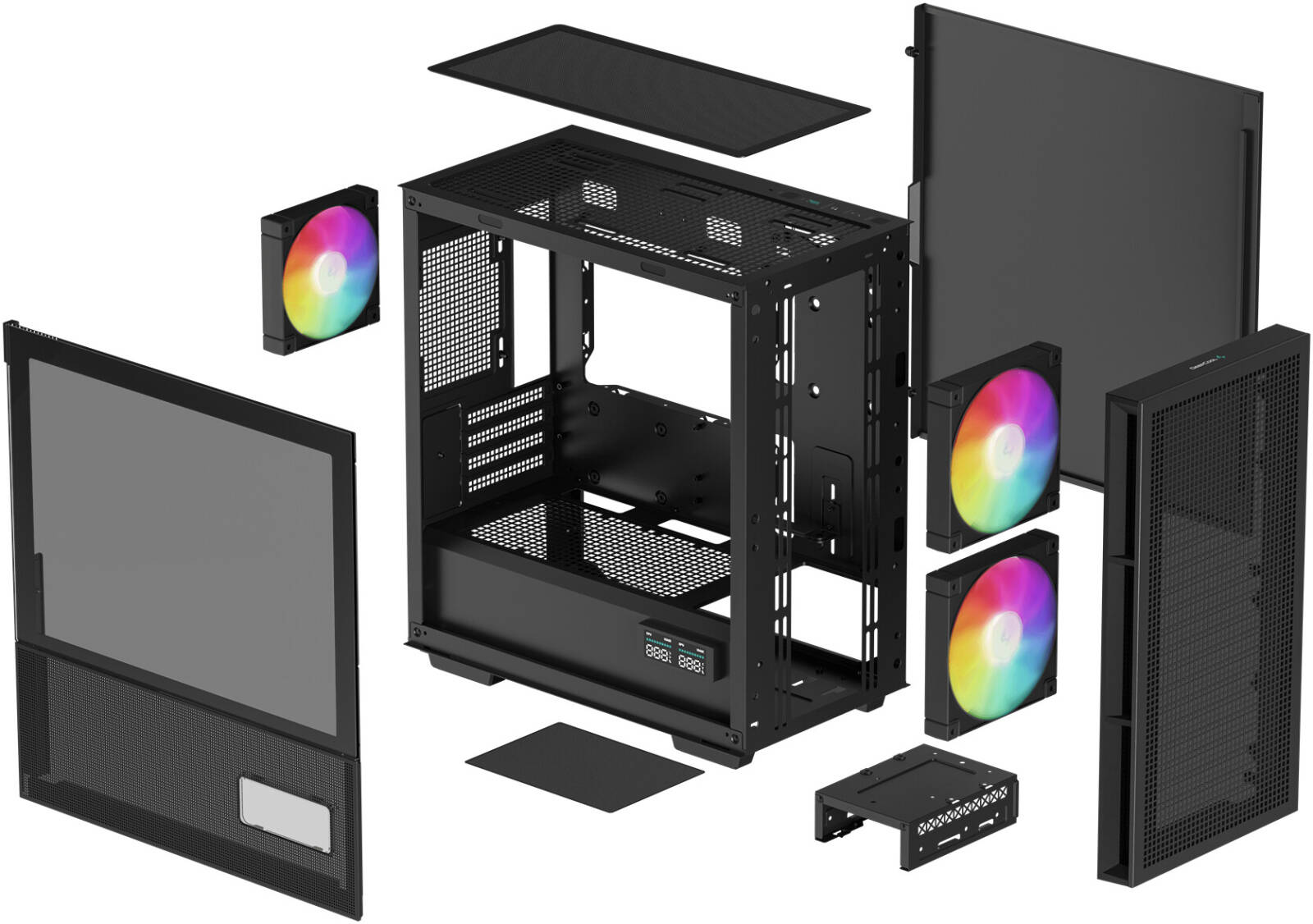 علبة DeepCool CH360 الرقمية mATX، شاشة رقمية، أسود | R-CH360-BKAPE3D-G-1