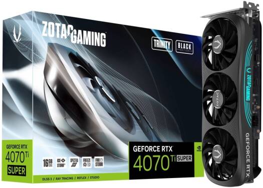 ZOTAC Gaming GeForce RTX 4070 Ti SUPER Trinity Black Edition Graphics Card, 16GB GDDR6X