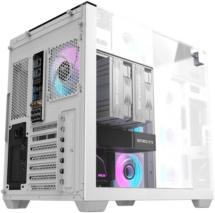 DarkFlash TH285 ATX Gaming Chassis, WHITE, 4x 120mm Pre-Installed aRGB Fans, 360mm Radiator Support, Up to 7x 120mm Fans Support, 3 Glass Panels, USB 3.0 & 2 USB 2.0 Ports | TH285