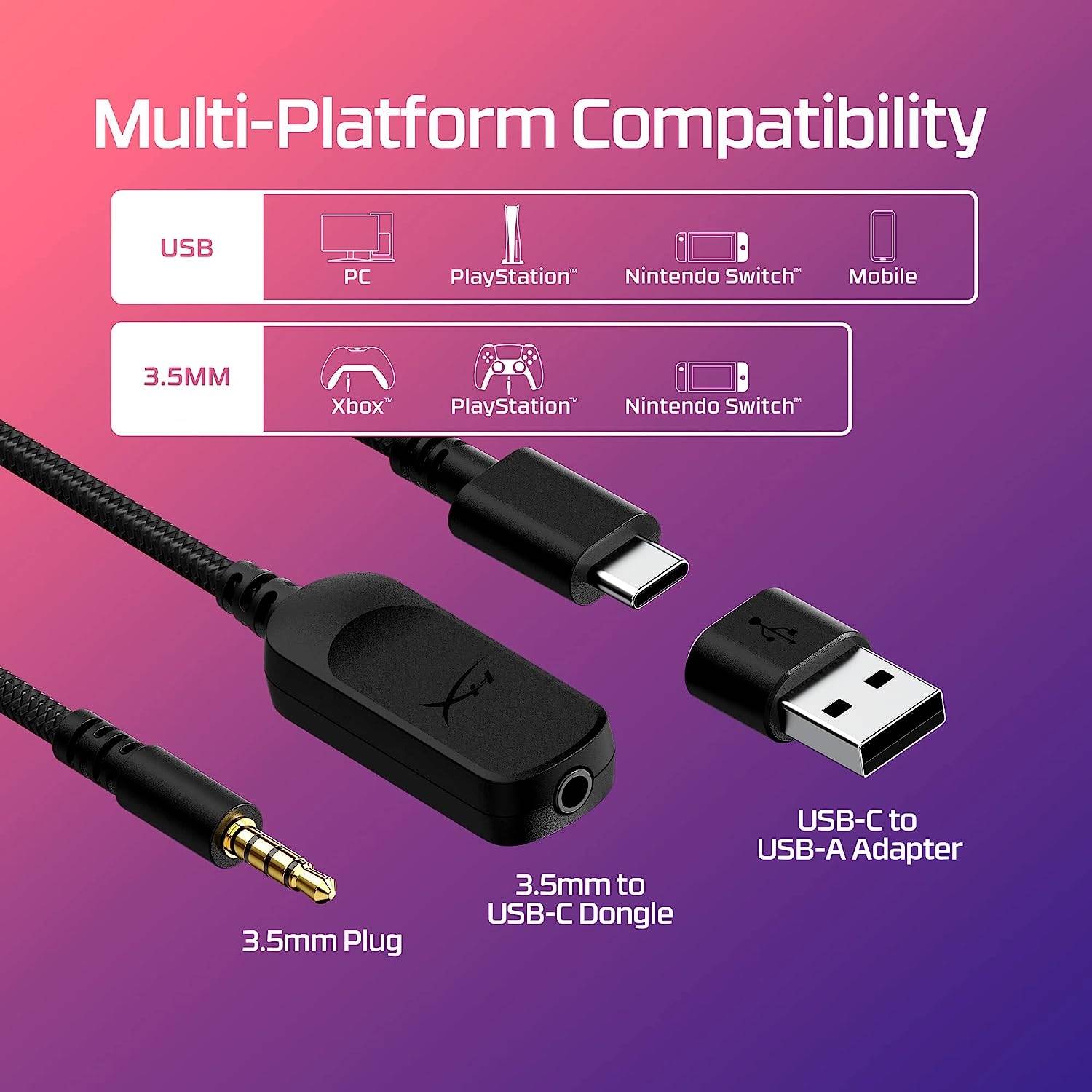 سماعة رأس سلكية للألعاب HyperX Cloud III، لأجهزة الكمبيوتر / PS5 / Xbox Series، لون أسود | 727A8AA