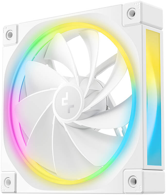 DeepCool FL12R WH 120mm Single Chassis Fan, REVERSED, WHITE, 2150 RPM Fan Speed, 55 CFM Fan Airflow, Fluid Dynamic Bearing Type, 4-Pin PWM Fan Connector, Addressable RGB LED
