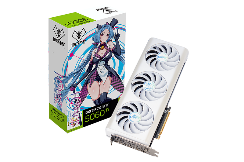 MAXSUN GeForce RTX 5060 Ti iCraft 8GB OC GDDR7 AIGA Gaming Graphics Card, White | MS-RTX5060Ti iCraft OC8G AIGA