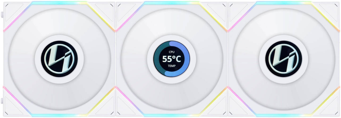 Lian Li UNI FAN TL120 LCD RGB Triple-Pack Fan - White | G99.12TLLCD3W.00