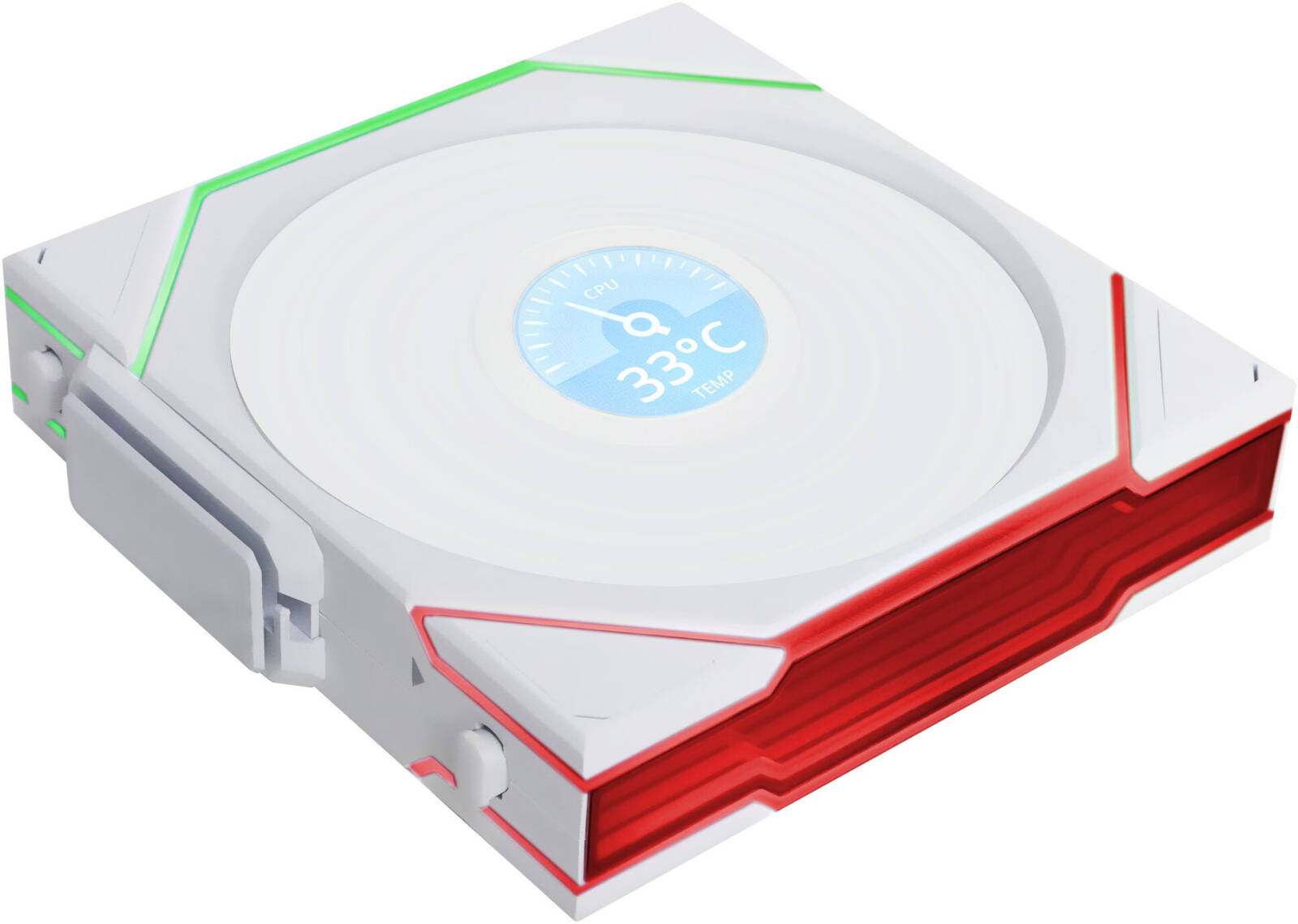 Lian-Li UNI FAN TL120 LCD Wireless Pack of 3 Chassis Fan, White, 120mm Fan Size, 1900 RPM Fan Speed, 62 CFM Fan Airflow, Fluid Dynamic Bearing Type, PBT & PA66 Material