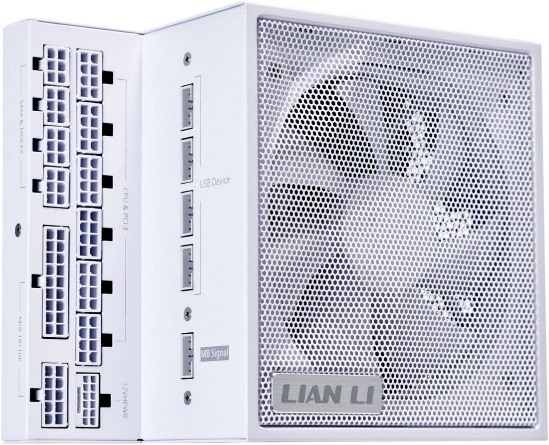 Lian-Li Edge L-Shape 850W 80+ Platinum Fully Modular Power Supply, White, 120mm FDB Fan, ATX 3.0 & 3.1 Compliant, PCIe 5.1 Support, Active PFC | G9P.EG0850.WE00.UK
