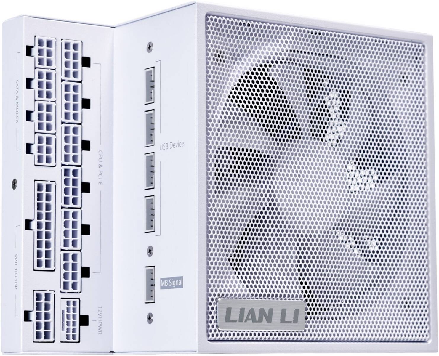 Lian-Li Edge L-Shape 850W 80+ Fully Modular Power Supply, White, 120mm FDB Fan, ATX 3.0 & 3.1 Compliant, PCIe 5.1 Support, Active PFC | G9P.EG0850.WE00.UK