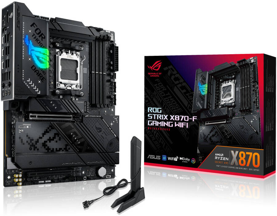 ASUS ROG STRIX X870-F Gaming WIFI, DDR5, AM5 Socket, 4 x DIMM Slots, 192GB MAX Memory, Gaming WIFI Motherboard | 90MB1IV0-M0EAY0