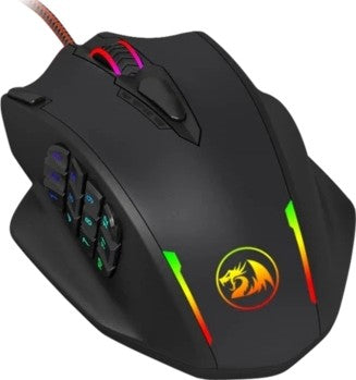 Redragon M908 IMPACT MMO Gaming Mouse up to 12,400 DPI High Precision Laser Mouse for PC, 18 Programmable Buttons, Weight Tuning Cartridge, 12 Side Buttons | M908