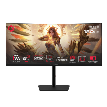 GAMEON Spectra Pro Series 34" WQHD, 180Hz, MPRT 0.5ms, HDMI 2.1, Fast VA Panel Curved Gaming Monitor 1500R 21:9, Black | GOC34WQHD180VA