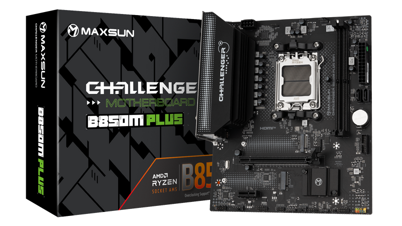 MAXSUN MS-Challenger B850M PLUS WIFI Motherboard, M-ATX, AM5 Supports Ryzen 7000 / 8000 / 9000 Series, B850 Chipset
