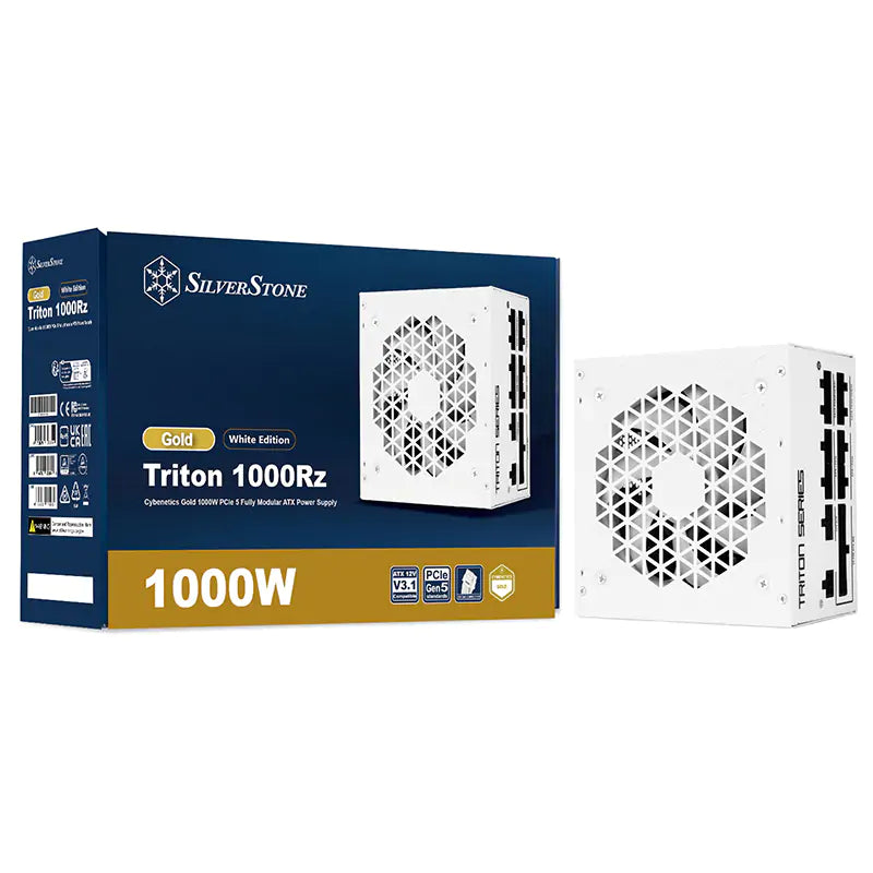 SilverStone Triton 1000W Cybenetics Gold PCIe 5.0 ATX 3.1 Fully Modular Power Supply - White
