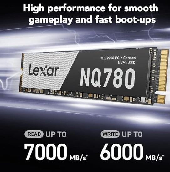 Lexar 4TB NQ780 SSD PCIe Gen4 NVMe M.2 2280 Internal Solid State Drive, Up to 7000/6000 MB/s Read/Write, Compatible with PS5, for Gamers and Creators (LNQ780X004T-RNNNU)