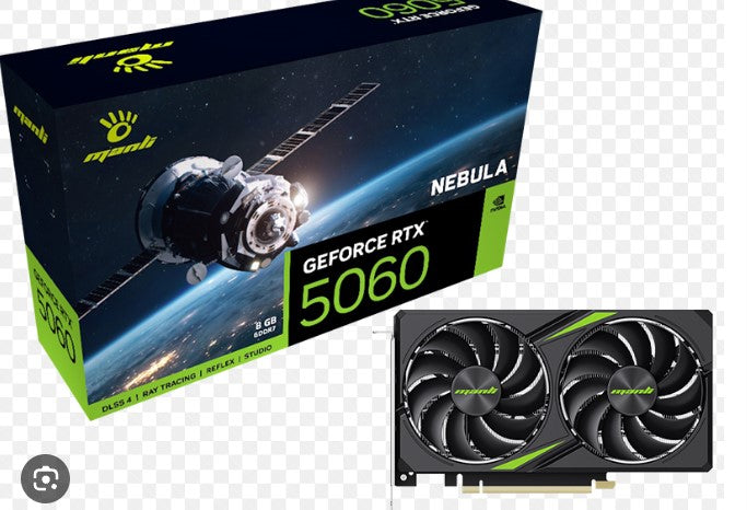 VGA Manli Nebula GeForce RTX 5060  Graphics Card, 8GB GDDR7 Twin Cooler,  N78050600M26590
