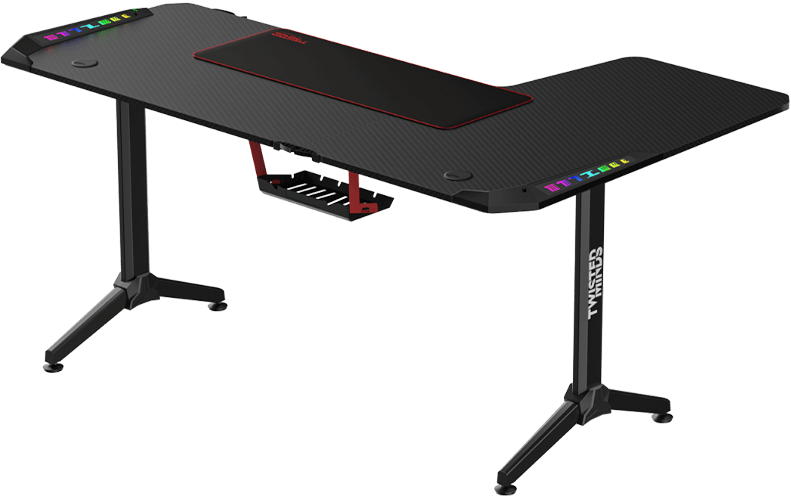 Twisted Minds RGB Corner Gaming Table, 160*100*75 cm, RIGHT, BLACK | TM-Y-RB-RGB
