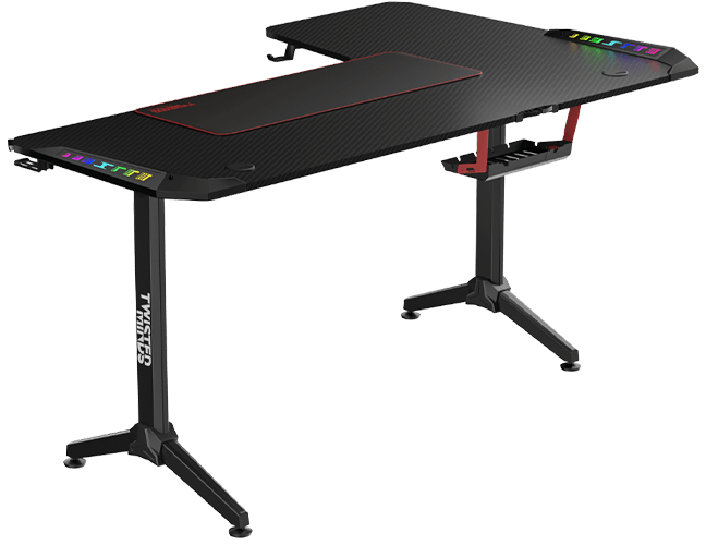 Twisted Minds RGB Corner Gaming Table, 160*100*75 cm, LEFT, BLACK | TM-Y-LB-RGB