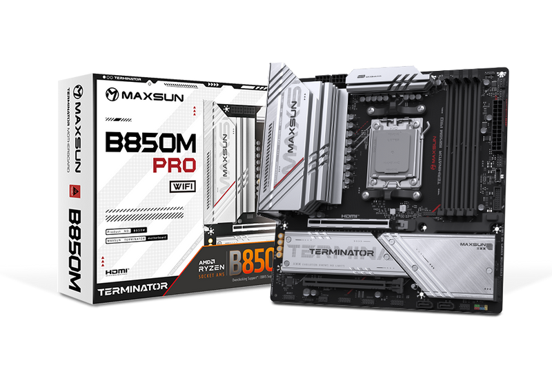 MAXSUN MS-Terminator B850M PRO WIFI, AM5 Socket, B850 Chipset Motherboard, WIFI 6E, Bluetooth 5.2