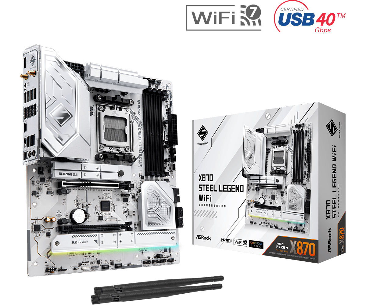 ASRock X870 Steel Legend WIFI AM5 Socket Gaming Motherboard | 90-MXBPJ0A0UAYZ