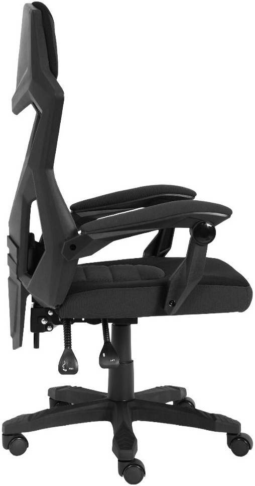 GamerTek Ignite Gaming Chair, BLACK, Breathable Mesh & Fabric Material, 120 kg Max Weight, 100 mm Height Adjustment, 320 mm Nylon Base, PU Castor | Ignite-BLK