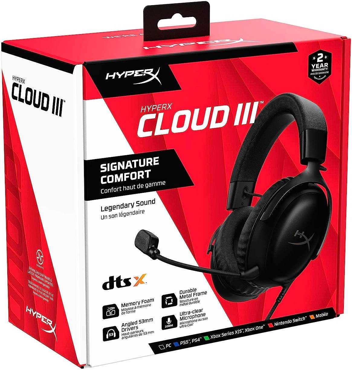 HyperX Cloud III Wired Gaming Headset, For PC / PS5 / Xbox Series,Black | 727A8AA