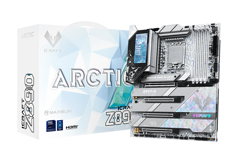 MAXSUN MS-iCraft Z890 ARCTIC Motherboard, LGA1851 socket for Core™ Ultra, Pentium® Gold, and Celeron® processors, Intel® Z890 Chipset