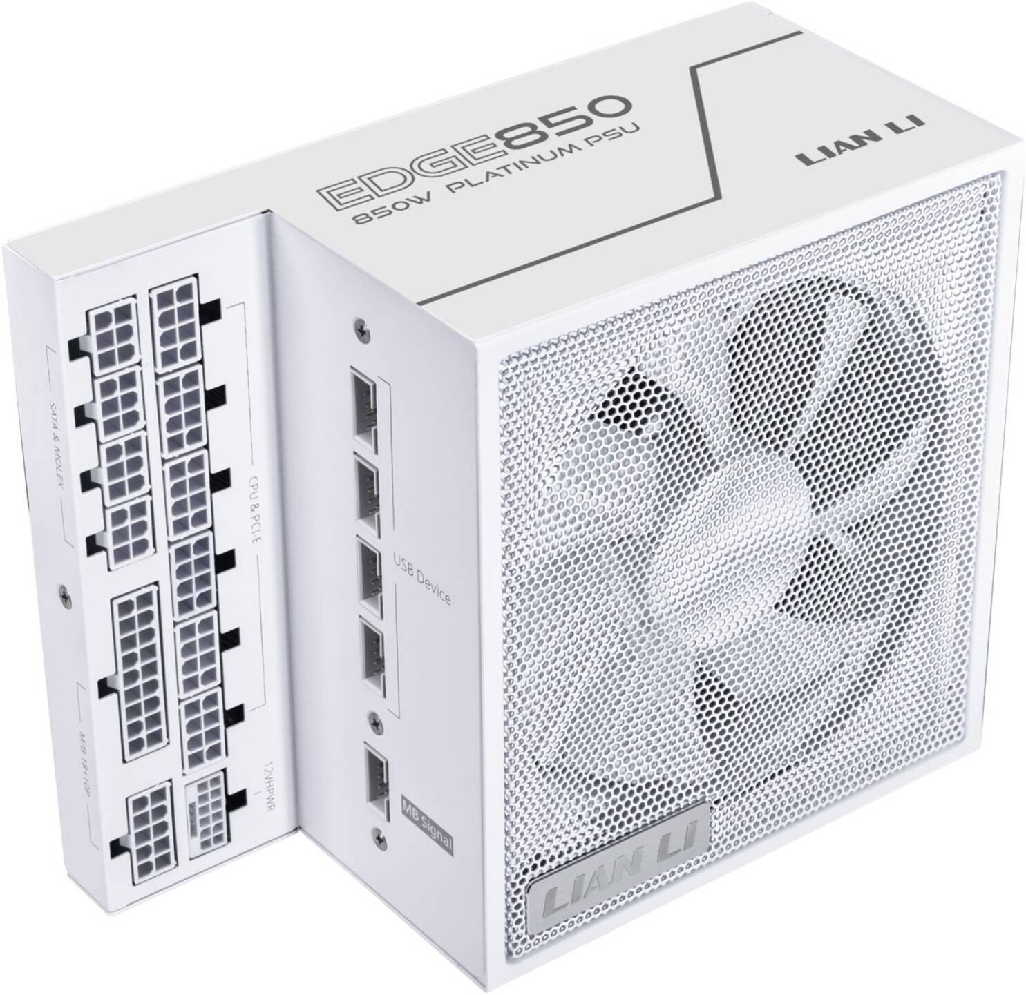 Lian-Li Edge L-Shape 850W 80+ Fully Modular Power Supply, White, 120mm FDB Fan, ATX 3.0 & 3.1 Compliant, PCIe 5.1 Support, Active PFC | G9P.EG0850.WE00.UK