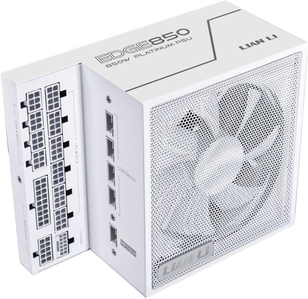 Lian-Li Edge L-Shape 850W 80+ Fully Modular Power Supply, White, 120mm FDB Fan, ATX 3.0 & 3.1 Compliant, PCIe 5.1 Support, Active PFC | G9P.EG0850.WE00.UK