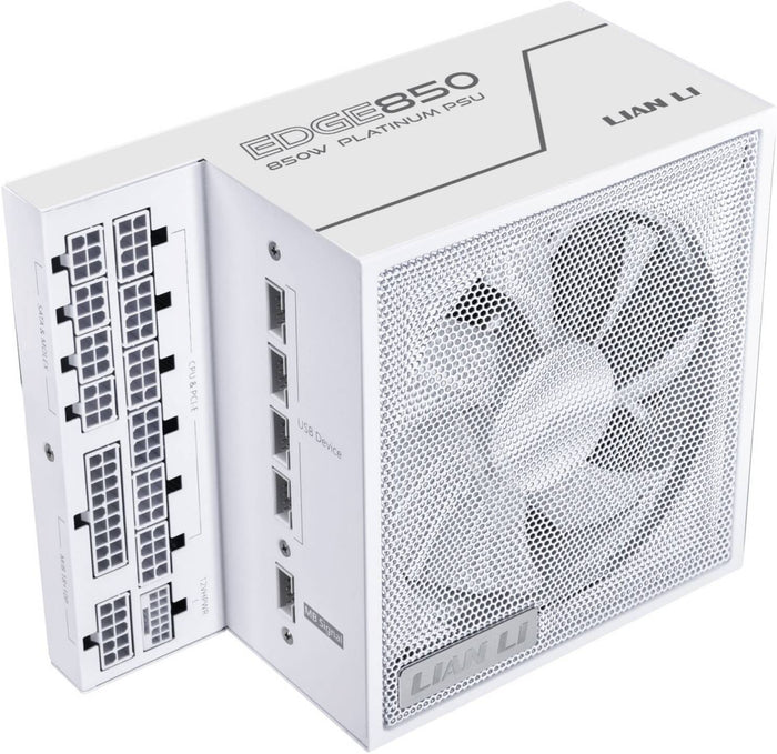 Lian-Li Edge L-Shape 850W 80+ Fully Modular Power Supply, White, 120mm FDB Fan, ATX 3.0 & 3.1 Compliant, PCIe 5.1 Support, Active PFC | G9P.EG0850.WE00.UK
