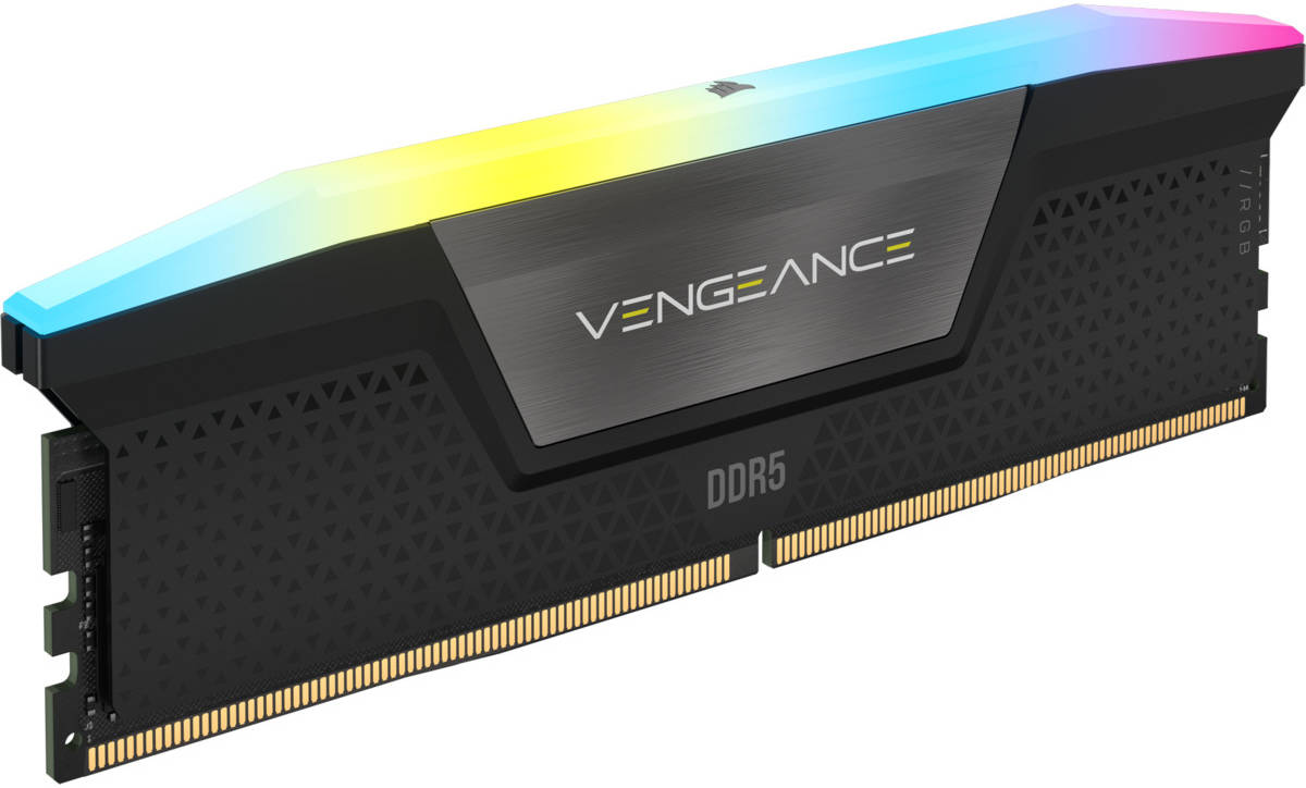 ذاكرة CORSAIR VENGEANCE سعة 32 جيجابايت (2 × 16 جيجابايت) RGB DDR5 بسرعة 6400 ميجاهرتز، باللون الأسود | CMH32GX5M2B6400C36