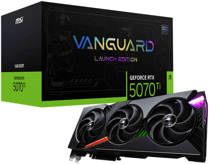 MSI GeForce RTX™ 5070 Ti 16G GDDR7 VANGUARD SOC Graphics Card, Launch Edition