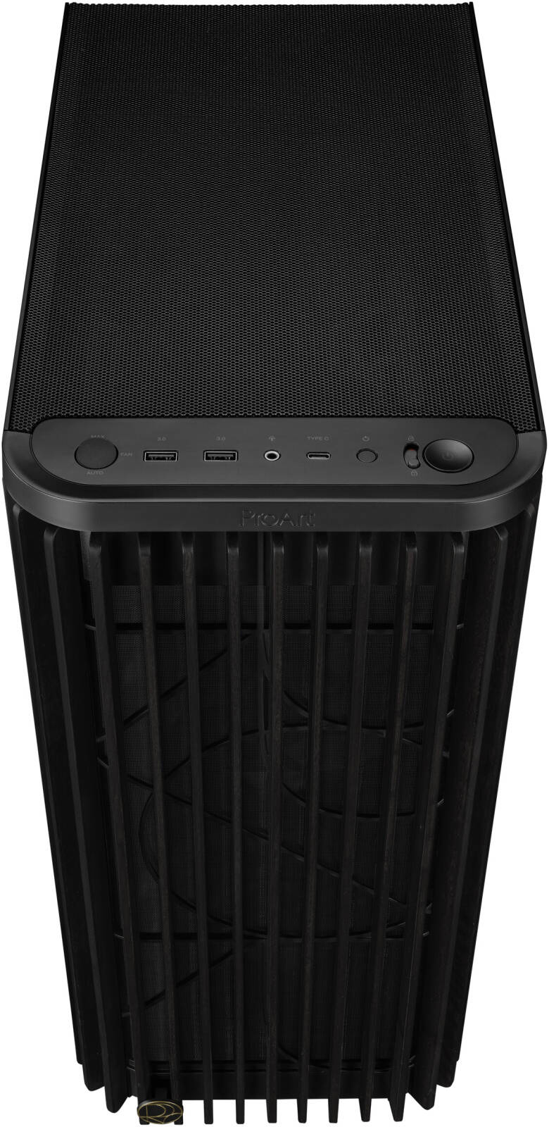 ASUS ProArt PA401 Wood Edition Computer Case, Tempered Glass Panel, 2x 160mm Pre-Installed Fans, Up to 240mm Radiator & 5x Fan Support, Black | 90DC00M0-B39000